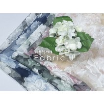 패브릭제이 대폭 버블 착색 락카 플라워 프린트 번아웃 노방 오간자 원단 6종 FJ-003, 네이비（Navy）