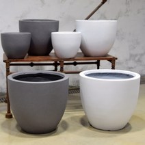 모던 원형 키큰 긴 거실대형화분 화이트 그레이 옥상정원 테라스 베란다 꾸미기