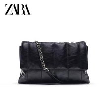 ZARA 여성 유나 가방 블랙 퀼트 메신저 크로스 락 플랩 숄더백 퀼티드 플립 체인 가죽