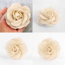 마트498 DIY부자재 린넨 장미꽃 (베이지) 촬영소품 장식부자재 업사이클 옷리폼 미술놀이재료 재활용품만들기 미