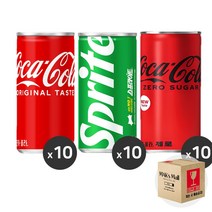 [막스] 혼합세트 190ml 30입(각10개씩) 미니 캔음료 음료수 캔사이다 캔콜라, 7)코카콜라10 스프라이트10 코카콜라제로10, 1세트
