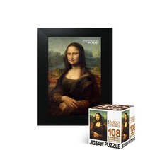 퍼즐피플 미니큐브 명화 108피스 직소퍼즐, 미니큐브 모나리자 108피스 액자포함(108피스자체제작블랙), 108p