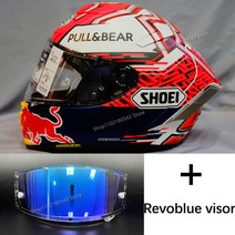 쇼웨이 헬멧 쇼에이 바이크 홍진 클래식 오토바이 풀페이스 오토바이 헬멧 X14 마르케즈 레드 Ant 라이, 08 revoblue visor