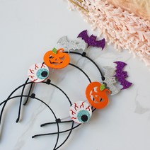 띠용 스프링 할로윈 헤어밴드 움직이는 머리띠 파티 호박 박쥐 눈알, 폼폼블랙박쥐