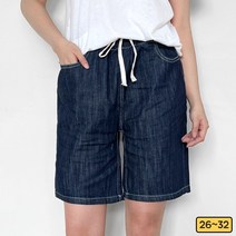 가비진 여성용 시원한 린넨 생지 데님 스티치 포인트 5부 청 반바지 팬츠