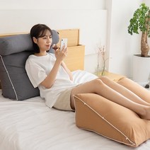 V 바나나빌딩 포근해 삼각 등받이 쿠션 중형 미니필로우 편안한휴식 임산부 노인 허리보호, 그레이