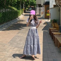 떳다그녀 벨린스 체크 캉캉 롱 원피스