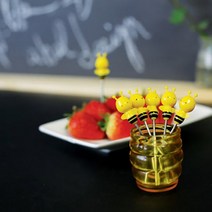 (위크리) 플레이팅용 귀여운 꿀벌 과일 포크 허니픽 용기포함, 허니픽(용기포함)