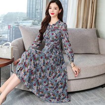 요나걸 여성 원피스 롱원피스 시폰 플라워 하객 여친룩 여성스러운원피스 봄 가을 패션 스타일 여자롱원피스
