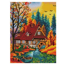서은이네 보석십자수 액자 캔버스형 DIY 키트 40x50cm, AW02.가을 40x50cm