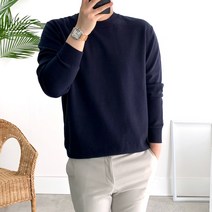 룩플레인 부드러운 비스코스 보들 루즈핏 남자 라운드 니트