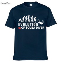 스쿠버 다이버의 진화 다운 플래그 재미있는 블랙 티셔츠 남성 여름 코튼 탑스, 12 Navy_07 XXXL