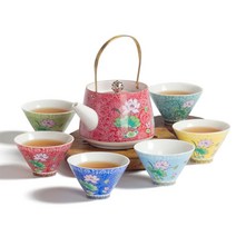장인어른 장모님 생신선물 고급 전통찻잔 세트 jingdezhen 세라믹 차 세트 파스텔, 5-보여진 바와 같이