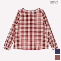 SPAO 걸리쉬 체크 노카라 블라우스_SPBB938G11