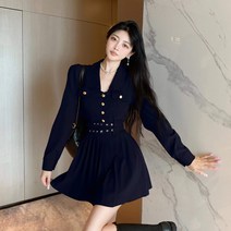 키작녀 원피스 키작은 여자 프랑스 목 민소매 스커트 여름 허리는 슬림 주름이 잡힌 핫 소녀 여성