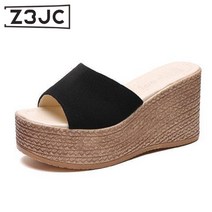 Z3JC 여성 통굽 미끄럼방지 심플 토오픈 웨지힐 샌들
