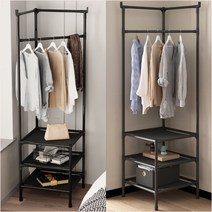 작은집 좁은방 블랙 슬림 2단 옷 행거 마이 다용도 인테리어 홈카페, 화이트