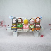 우드캣 미니어쳐 강아지 나무공예 소품(5개 1세트 + 벤치), 벤치 하얀색