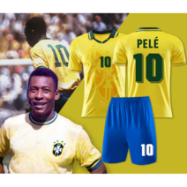 브라질 펠레 축구 유니폼 상하의 레트로 전설 국가대표 훈련복