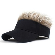 골프모자등산모자Golf Baseball Cap with Fake Hair Sun Visor Fun Toupee Hats Mens Womens Spiked Wig, 02 CE