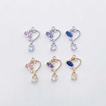 하트 프레임 타원큐빅 포인트 펜던트 팔찌부자재 귀걸이 목걸이만들기 악세사리도매사이트, 핑크, 실버(OR)