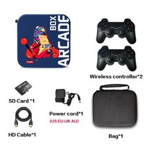 아케이드 박스 게임 콘솔 PS1DCN64 64GB 클래식 레트로 33000 슈퍼 4K HD 디스플레이 TV 프로젝터 모니터, CHINA, wireless controller_AU plug