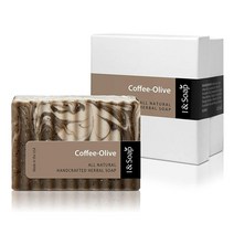 I & SOAP 100% 천연 & 유기농 소재 수제 허브 비누 부드럽고 효과적인 얼굴 손 및 바디 클렌징 비누 (커피올리브 비누)
