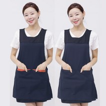 웰컴가운 얇고 가벼운 원피스형 앞치마 미용 어린이집 요양원 LA69, LA69 검+빨(곤망)M