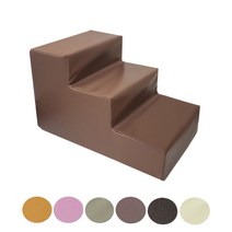 [방수계단] 까씨네 3단 레자 강아지계단 40x60x36/생활방수 닦아서 관리하는 인조가죽 애견계단, 핑크