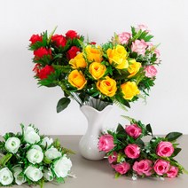 플라워트리 장미꽃 조화 장미 36종 장미꽃 인테리어꽃 꽃선물 성묘꽃 성묘조화, 뉴쁘띠봉장미부쉬 50cm 라인핑크