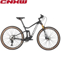 산악오프로드 튼튼한 자전거 전체 서스펜션 산악 29er 탄소 프레임 가변 속도 듀얼 디스크 브레이크, black+XL (190 above)