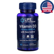 라이프익스텐션 비타민D3 콜레칼시페롤 125mcg Sea 아이오딘 1000mcg 60캡슐, 60정, 1병