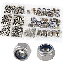 Nylon Lock Nuts Metric Threaded Nutsert Self-Locking Hex Insert Locknut 304 Stainless Steel Assortme, 1