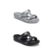 크록스 샌들 우먼 몬테레이 메탈릭 웨지 플립 207144-007