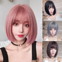 커트 여자용 여성용 컷 단발 가발 앞 풀뱅 머리 똑 통 보브, fir 1, fir 그레이, fir 본상품선택
