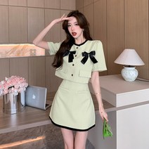 투피스트위드 세트 셋업 스타일 여름 짧은 자켓 코트 앰프 미니 스커트 의상