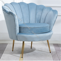 북유럽 럭셔리 의자 쇼파 인테리어 벨벳 조개 거실 명품매장소파 1인용 화장대, 개인 + 하늘색