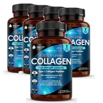 영국 뉴리프 프로덕트 NEW LEAF Marine Collagen 퓨어 100% 마린 콜라겐 Type 1470mg 60정, 5팩