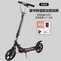 수동 킥보드 묘기 킥보드 성인 용 스턴트스쿠터 앉아서타는전동킥보드 성인 킥보드 청소년, 럭셔리하고 편안한 블랙 (더블 브레이크)