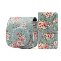 후지 필름 인스탁스 미니 9 8 카메라 PU 가죽 케이스 가방 숄더 스트랩 + 96 포켓 앨범, 02 Retro Rose