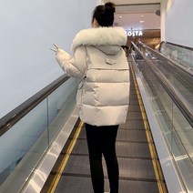 에코퍼 자켓 폭스퍼 패딩 케이프코트 여성용 짧은 길이 다운 코튼 루즈 얇은 패션 두꺼운 겨울