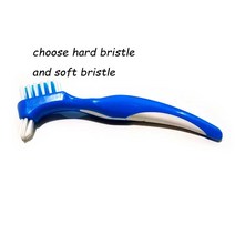 음파 칫솔 전동 첨단 진동 극세모 워터 휴대용 Y-모양 틀니 칫솔 일반 강모 6 개 & 인조 0.25mm 듀얼, 01 0.25mm hard bristle