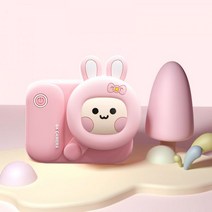 미니 폴라로이드카메라 즉석사진기 어린이 디지털 카메라 장난감 소형 SLR은 사진과 비디오를 찍을 수 있습니다 아기 소년 소녀 생일 선물, 핑크래빗【전후방 이중카메라 48
