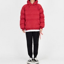 겨울 아노락 숏 패딩 점퍼 / 레드 블랙 그레이