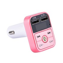 MP3플레이어FM 송신기 차량용 12V-24V Mp3 플레이어 수신기 디지털 디스플레이 오디오 음악 스테레오 어댑, 03 Pink