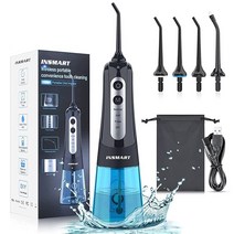 무선 워터 치실 치아 클리너 INSMART 프로페셔널 300ML 탱크 DIY 모드 USB 충전식 치과 구강 세정기 가정 및 여행용 IPX7 방수 4가지 관리를 위한 관개 블랙 US, Blue