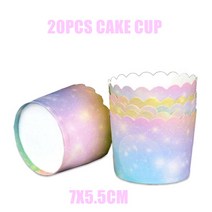 생일장식 여아 레인보우 생일 파티 장식 일회용 식기 종이 접시 컵 냅킨 풍선 용품, [06] 20pcs cake cup