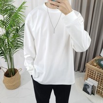 남자 봄 가을 어깨 넓어보이는 흰색 흰티 긴팔티셔츠 쭉티 오버핏 20수 롱슬리브 레이어드 무지티