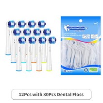 구강 b용 교체 칫솔 헤드 12 개 매일 청소 7000/프로 1000/9600/, [03] 12Pcs and 30 Floss