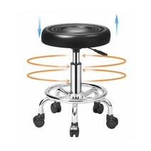 회전의자 높이조절 360도회전 바퀴 이동식 미니멀 병원의자 체어, 편안한 등받이 (풀리) 블랙, 1개